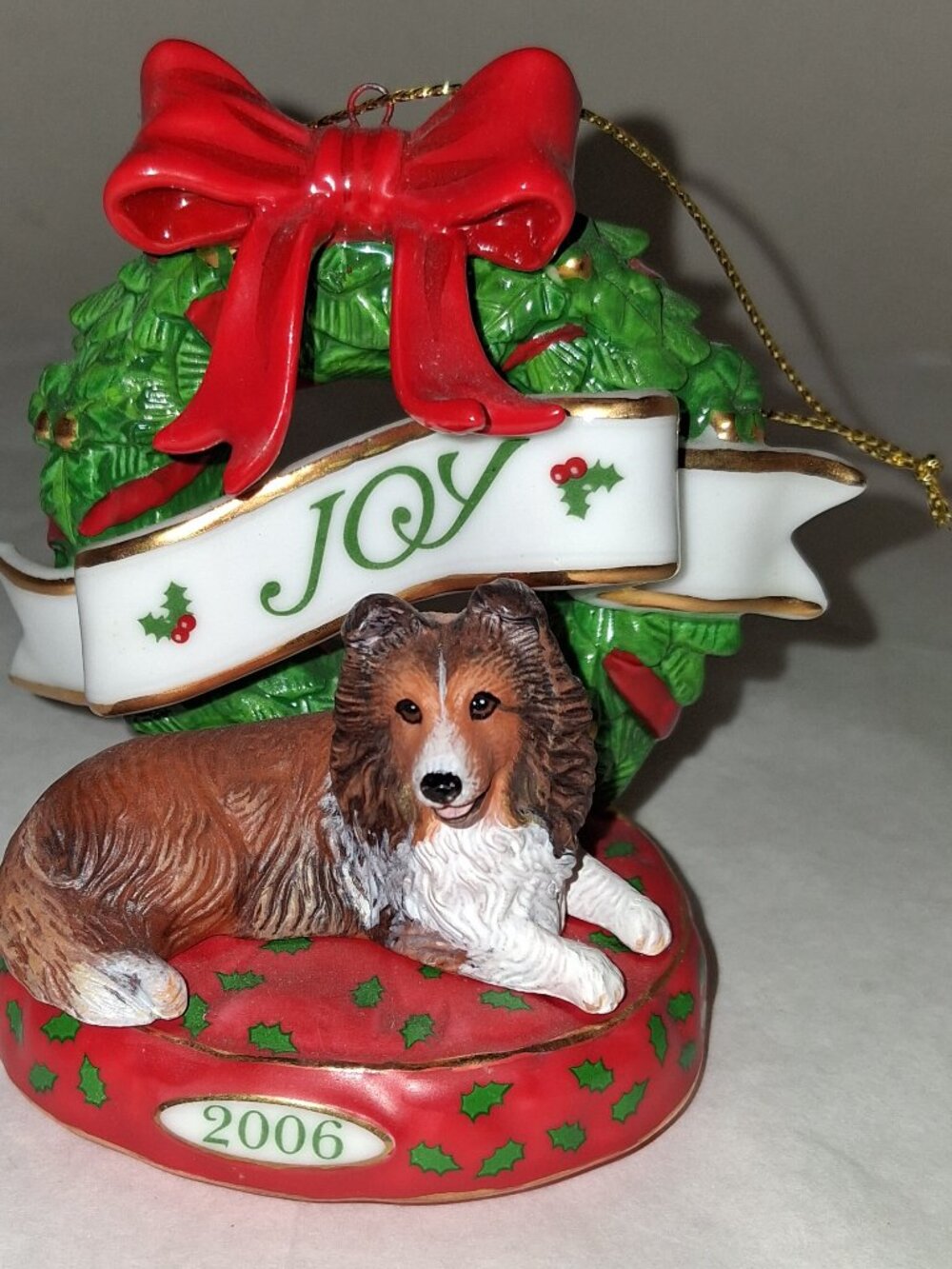 Danbury Mint SHELTIE Ornament 2006 in Wreath ornament too cute
